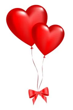 Two balloons in the shape of hearts on a white Stock Illustration