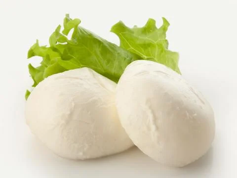 Two balls of mozzarella Stock Photos