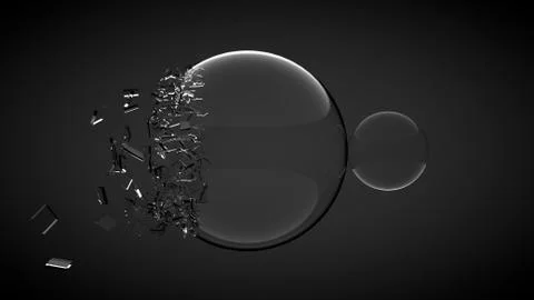 Two balls, one of them broken, with splinters. 3D render Stock Illustration