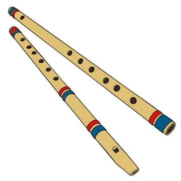 Two bamboo flutes Stock Illustration