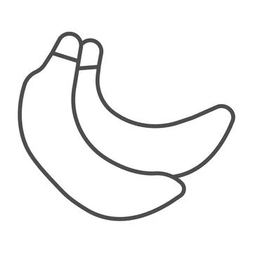 Two bananas, slot machine thin line icon, gambling concept, slot fruit machine Illustration
