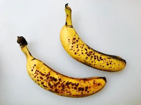 Two Bananas on a White Background Foto stock
