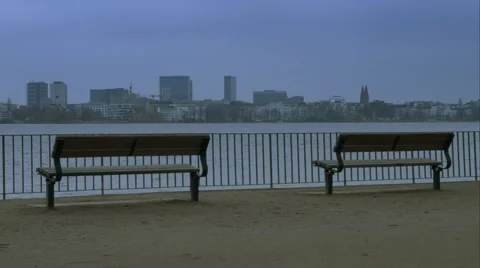 Two banches at the alster Stock Footage 44746282