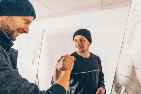 Two bandits make plan for stealing bank vault Stock Photos