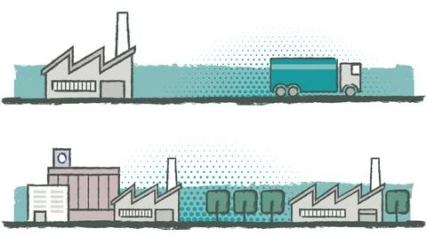 Two banner with factories Stock Illustration