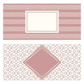 Two banner templates, patterned abstract geometric background and framed labe Stock Illustration