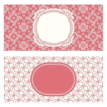 Two banner templates, patterned abstract geometric background and framed labe Stock Illustration