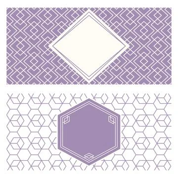 Two banner templates, patterned abstract geometric background and framed labe Stock Illustration