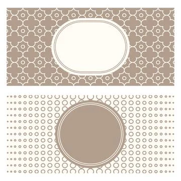 Two banner templates, patterned abstract geometric background and framed labe Stock Illustration