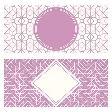 Two banner templates, patterned abstract geometric background and framed labe Illustrazione stock