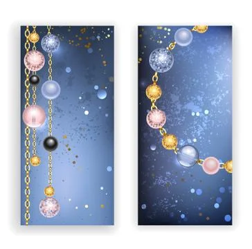 Two banners with beads Stock Illustration