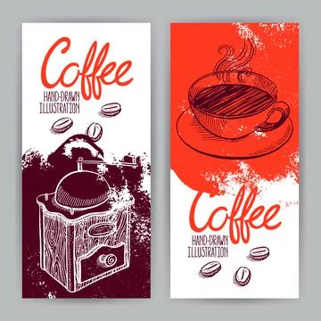 Two banners with coffee Ilustración de archivo