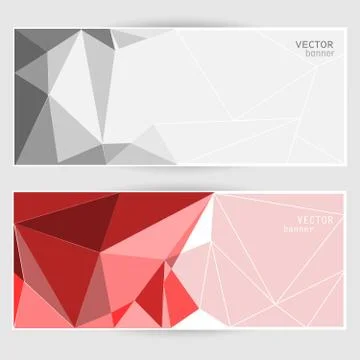 Two banners with polygonal pattern イラスト素材