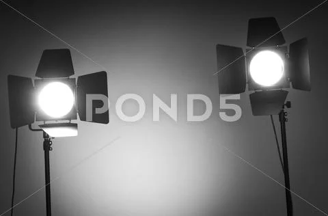 Two barn door lights in photo studio Stock Photos