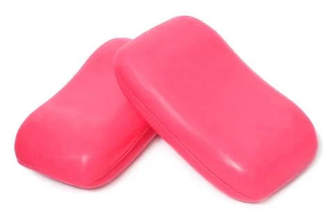 Two bars of pink soap isolated on white background Stock Photos