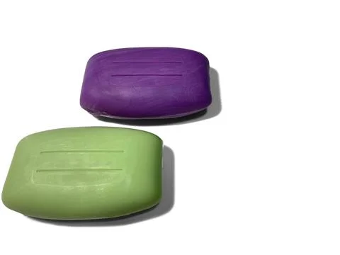Two bars of soap lie on a white background. Foto stock