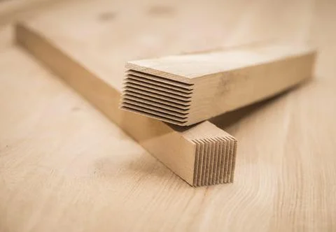 Two bars that will be glued together to make a wooden shield Stock Photos