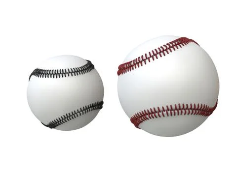 Two baseballs - red and black stitches - perspective shot Illustrazione stock