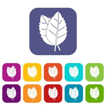 Two basil leaves icons set flat Illustrazione stock
