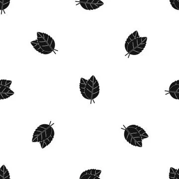 Two basil leaves pattern seamless black Illustrazione stock