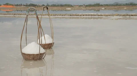 Two Baskets Full of Salt Ready for Transporting 動画素材 42434509