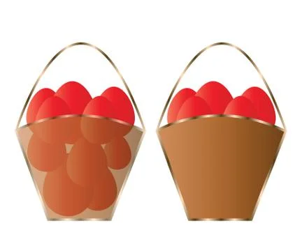 Two baskets with red Easter eggs vector set Stock Illustration