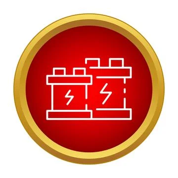 Two batteries generating electric power icon concept Stock Illustration