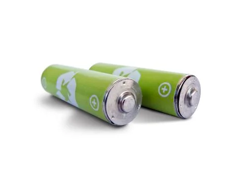 Two batteries isolated on white 스톡 사진