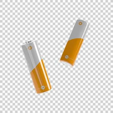 Two batteries with orange and white design in the backdrop Stock Illustration