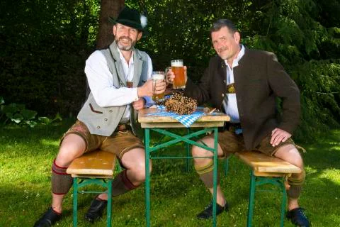 Two bavarian men Stock Photos