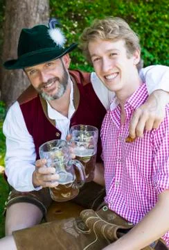 Two bavarian men Stock Photos