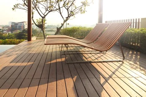 Two beach beds Stock Photos