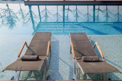 Two beach beds Stock Photos