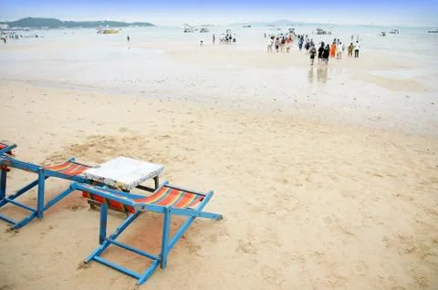 Two Beach Chairs on the beach Stock Photos