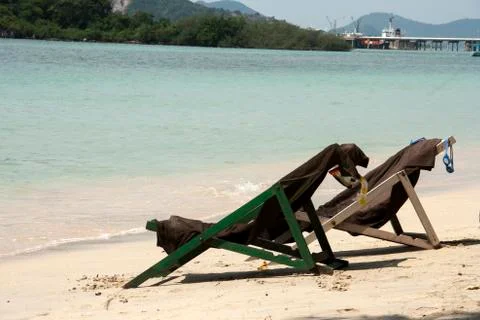Two beach chairs Stock Photos
