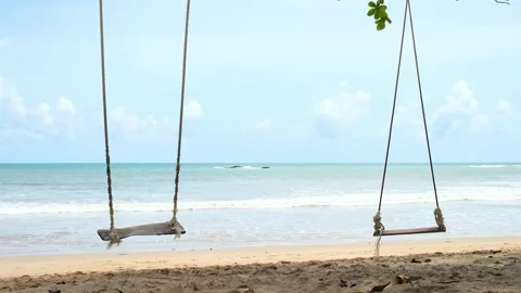 Two Beach Swings with Copy Space Vídeos de archivo 337969591