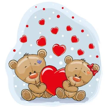 Two Bears with heart Stock Illustration