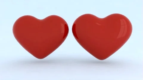 Two beating hearts, 3d animation loop Stock Footage 131734234