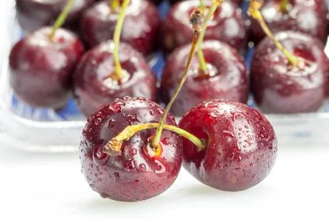 Two beautiful cherries Stock Photos