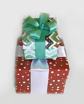 Two beautiful gift boxes for congratulations on the holiday Stock Photos
