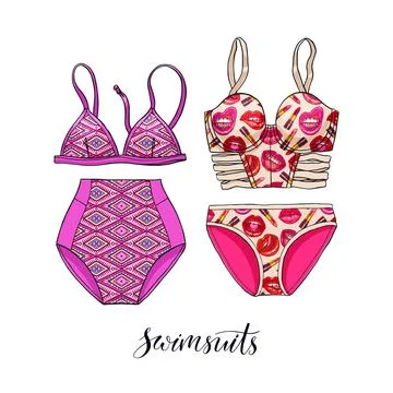 Two beautiful swimsuits Stock Illustration