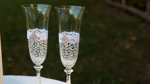 Two beautiful wedding glasses Video stock 102166369