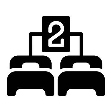 Two beds Icon In Black Fill. Glyph Style. Isolated on White Background Stock Illustration