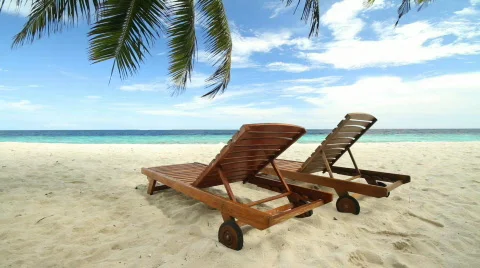 Two beds under palmtree soft light Stock-Footage 663537