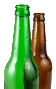 Two beer bottle isolated Stock Photos