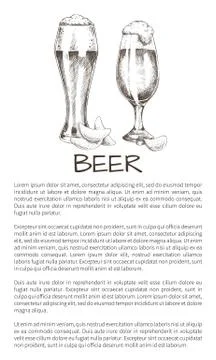 Two Beer Glasses with Chips Sketch Style Poster Stock-Illustration