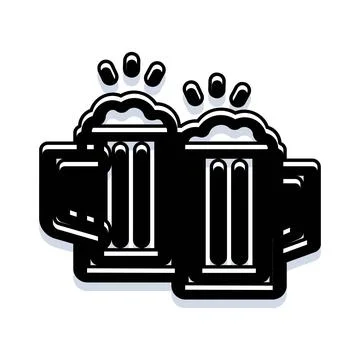Two beer mugs clinking celebrating pub culture Stock Illustration