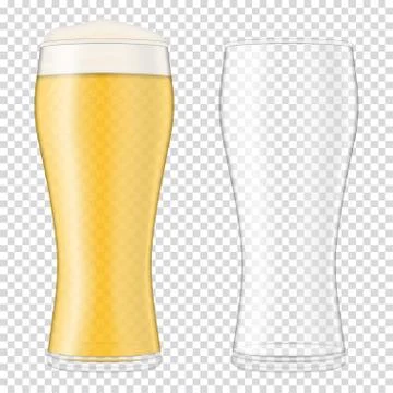 Two beer realistic glasses. Stock Illustration