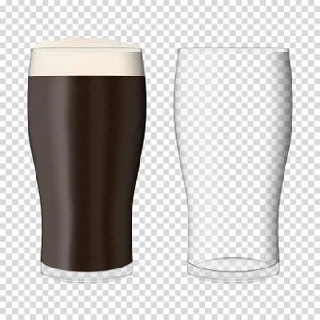 Two beer realistic glasses. Stock Illustration