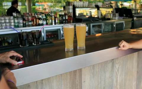 Two beers in the  bar Stock Photos